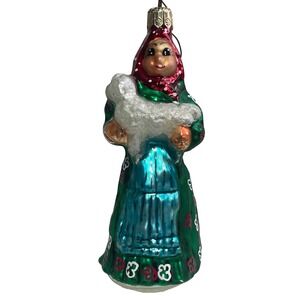 Christorpher Radko  Glass Woman Holding Lamb Christmas Ornament
